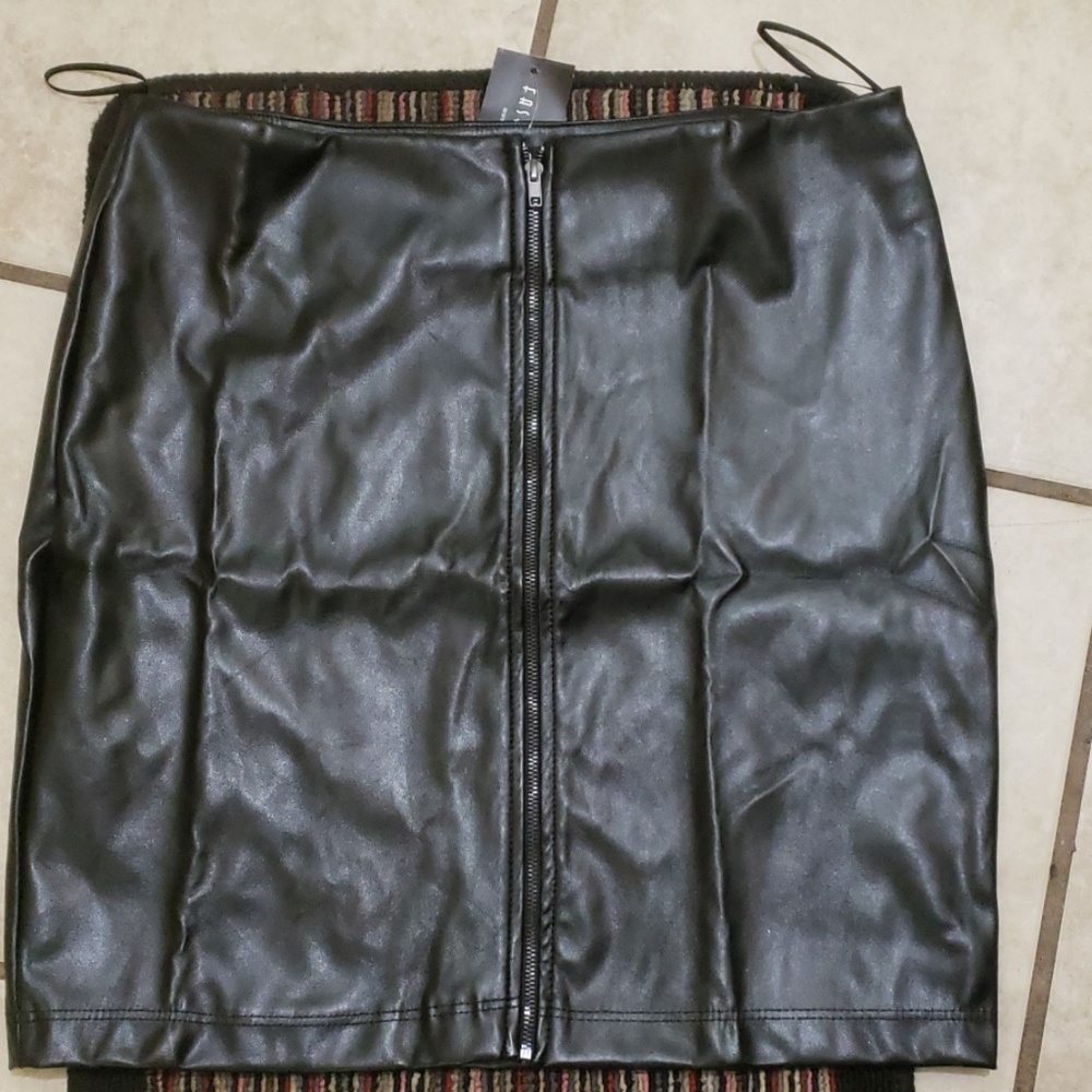 Black leather skirt